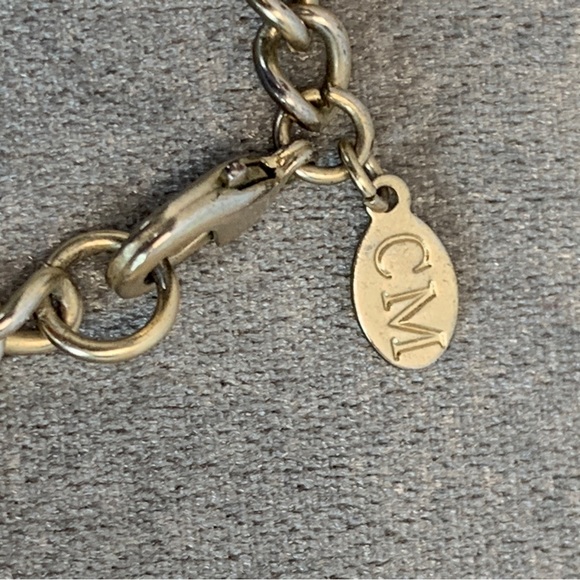 Club Monaco navy blue teal gold tone crystal rhinestone long necklace - Picture 6 of 8